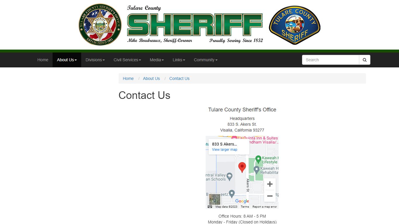Contact Us - Tulare County Sheriff