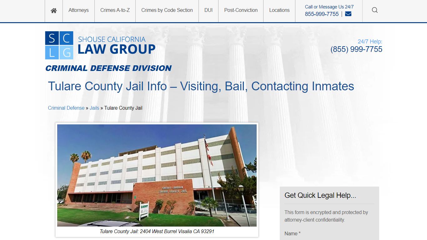 Tulare County Jail Info – Visiting, Bail, Contacting Inmates